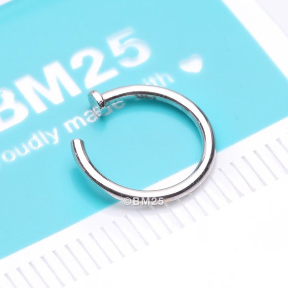 14 Karat White Gold Basic Nose Hoop Ring - Picture 1 of 5